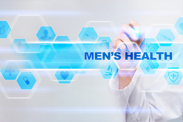 Wall Mural - Medical doctor drawing men's health on the virtual screen.