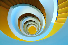Unique Yellow Spiral Staircase At Bibliothèque Universitaire De Chevreul In Lyon 2 Lumière.