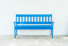 Blue Bench With White Wall