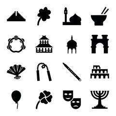 Wall Mural - Set of 16 culture filled icons