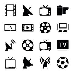 Poster - Set of 16 television filled icons