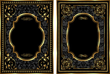 Vector set of gold vintage style frames