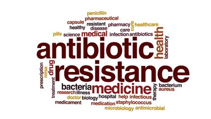 Poster - Antibiotic resistance animated word cloud, text design animation.