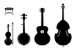 Vector Illustration of Music Instruments of a regular Country Music Band.