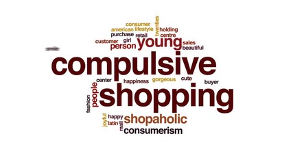 Wall Mural - Compulsive shopping animated word cloud, text design animation.