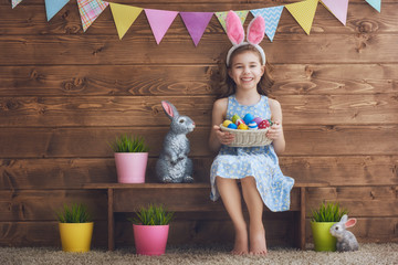 Wall Mural - girl wearing bunny ears