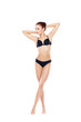 © Acronym - Fit, healthy and sporty woman in black underwear isolated on white. Sport, fitness, diet, weight loss and healthcare concept.