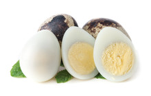 Boiled Quail Eggs On White Background