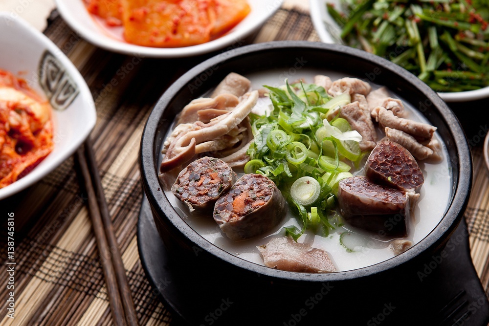Sundae-gukbap. Korean Sausage and Rice Soup. Stock Photo ...