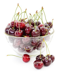 Canvas Print - Sweet cherries in vase.