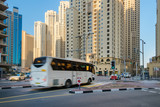 Fototapeta  - Crossroad in Dubai, traffic in motion
