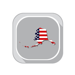 Map of the U.S. state  Alaska. American flag