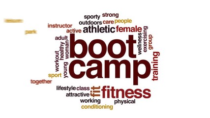 Sticker - Boot camp animated word cloud, text design animation.