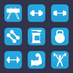 Poster - Set of 9 filled bodybuilding icons