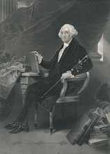 George Washington- First President Of The United States. Steel Engraving 1861.