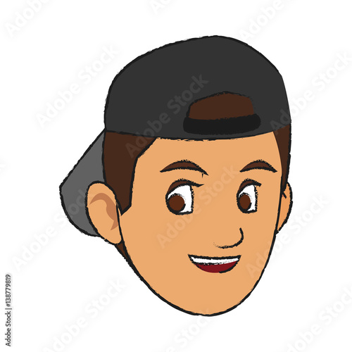 face of handsome young man with backwards baseball hat icon image