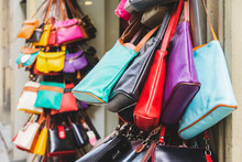Colorful Leather Purses In Italian Shop