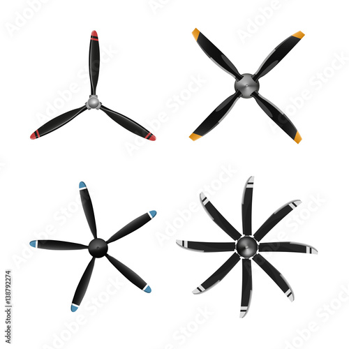 Fotografía Set of aircraft screw in flat style