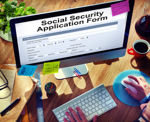 Wall Mural - social security application form insurance pension concept