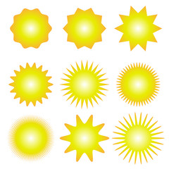 Wall Mural - set sun icons with rays on white background. sun rays icon