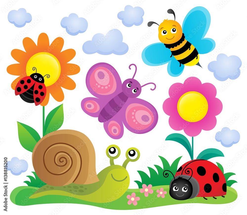 Spring animals and insect theme image 6 Stock Vector | Adobe Stock
