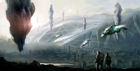 Wall Mural - science fiction scene.