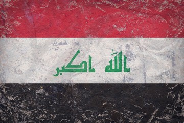 Canvas Print - Vintage Iraq flag background  on mottled stucco