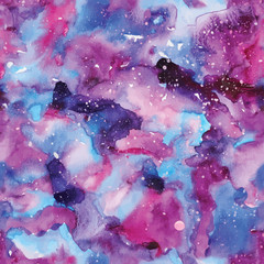 Wall Mural - watercolor galaxy illustration. seamless pattern.