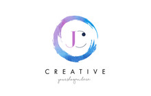JC Letter Logo Circular Purple Splash Brush Concept.