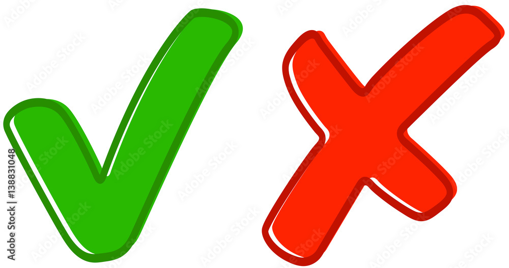 Vetor Haken Grün und Kreuz Rot do Stock | Adobe Stock