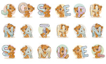 Names For Boys Joseph Nathan, Samuel Made Decorative Letters With Teddy Bears
