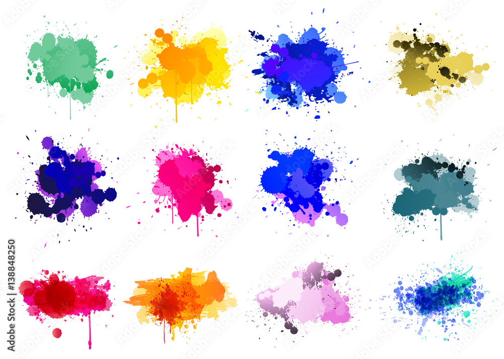 Colorful paint splatters - obrazy, fototapety, plakaty 