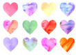 Colorful watercolor hearts
