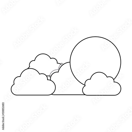 silhouette scene with cloud in cumulus shape and sun vector ...