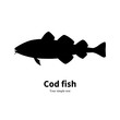 Vector illustration silhouette of cod fish