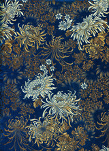 Chrysanthemums. Chinese Silk.