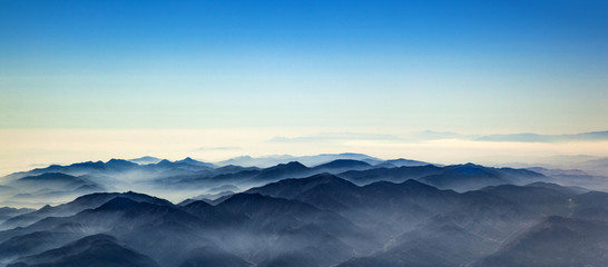 aerial of mountain ridge od los angeles valley