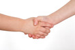 © MichaelG - School kids shaking hands. Handshake isolated on a white background.