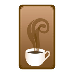 Poster - rectangular emblem with hot cup of coffee vector illustration