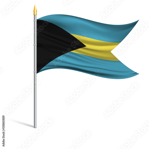 The National Flag Of Bahamas On A Pole The Wavy Fabric The Sign