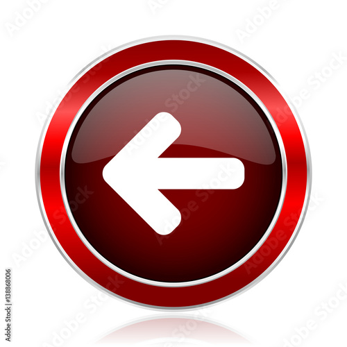 Download Left arrow red round glossy vector web icon. Circle modern ...