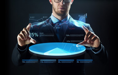 Poster - close up of businessman with virtual charts