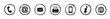 Handgezeichnete, runde Kontakt-Icons / schwarz-weiß, Vektor, freigestellt