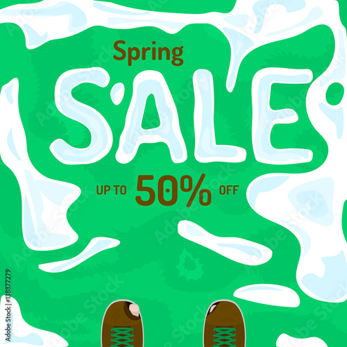 Flat Spring Sale Vector Banner Poster Flyer Fresh Creative