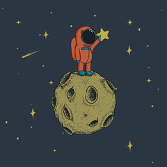 Wall Mural - astronaut keeps a star on the moon.