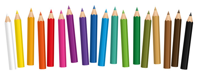 crayons - small colored pencil collection loosely arranged - isolated vector on white background.