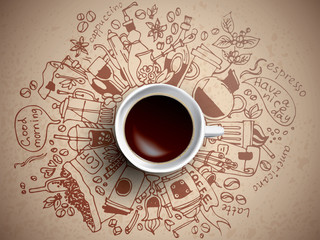 Coffee doodle concept