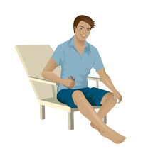 man sitting on a beach chair