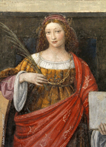 Fotografie, Obraz Santa Caterina d'Alessandria; affresco, Chiesa di San Maurizio, Milano