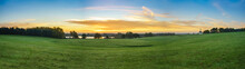 Panorama Of Willen Lakeside Park In Milton Keynes At Sunrise, UK
